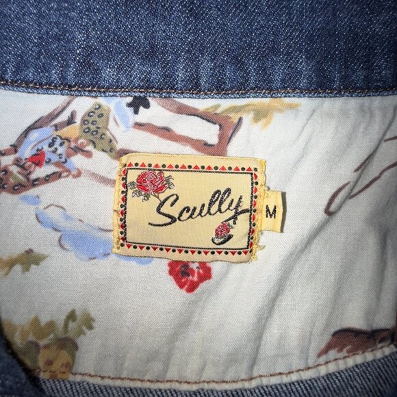 MINT SCULLY M WOMEN BLUE JEAN DENIM WESTERN JACKET Panel Inserts Cowgirl Rodeo - Picture 7 of 12